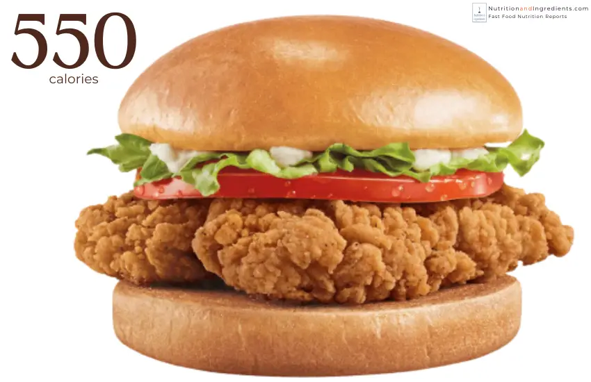 Dairy Queen Chicken Strip Sandwich with text '550 calories.'