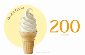 McDonald's vanilla ice cream cone with text '200 calories.'