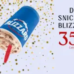 Snickers Blizzard from Dairy Queen with text '350+ calories'.