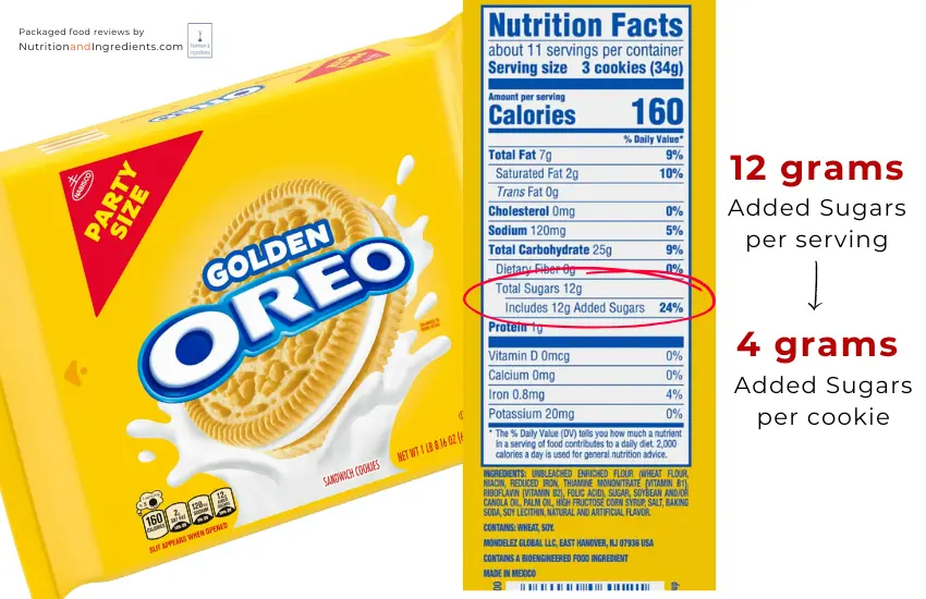 Package of Golden OREO cookies and copy of nutrition facts label