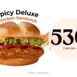 Spicy McCrispy chicken sandwich from McDonald's with text '530 calories'.