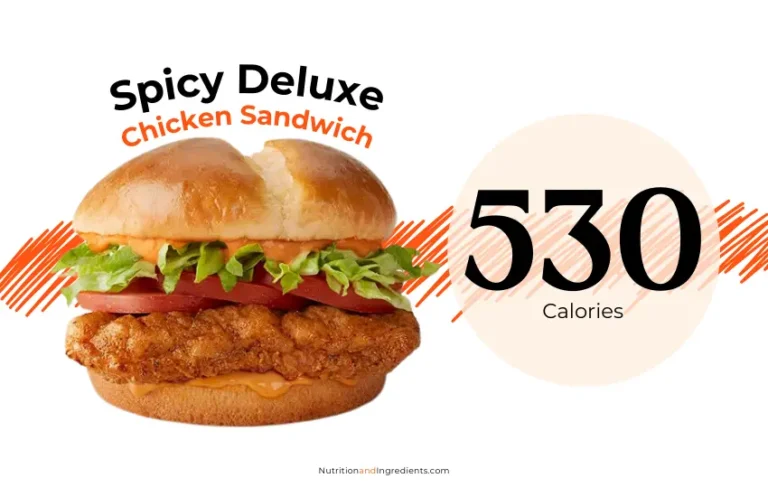 Spicy McCrispy chicken sandwich from McDonald's with text '530 calories'.