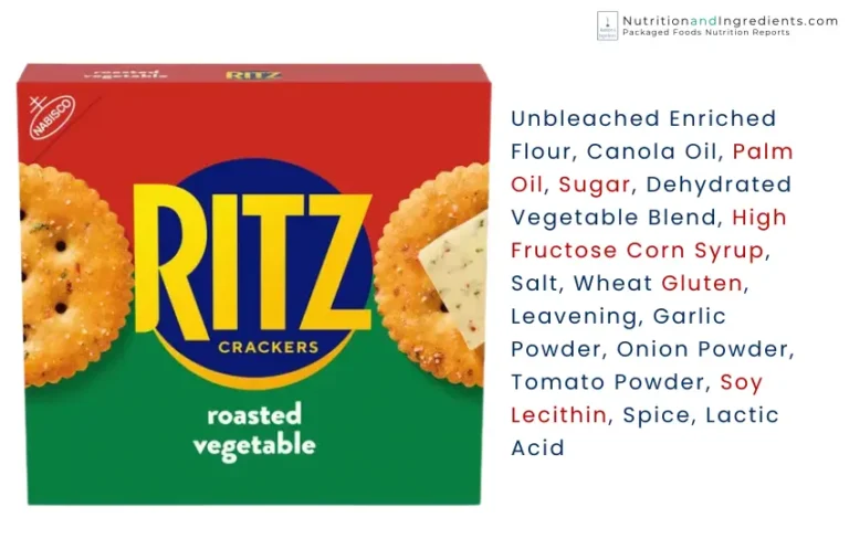 Package of Roasted Vegetable flavored Ritz Crackers and list of ingredients.