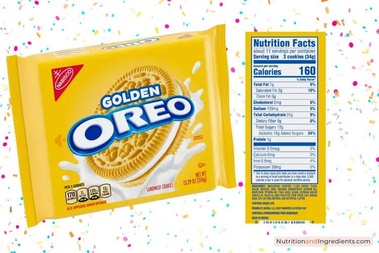 Package of Golden OREO cookies and copy of nutrition facts label