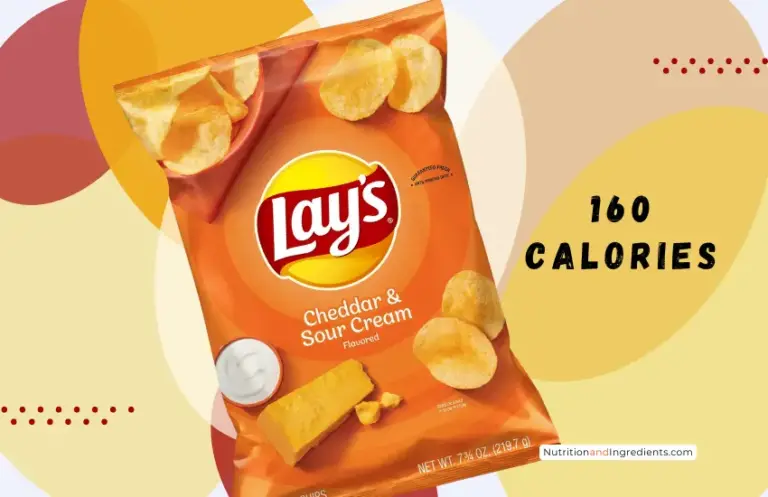 Lay's Cheddar Sour Cream Potato Chips with text '160 calories'.