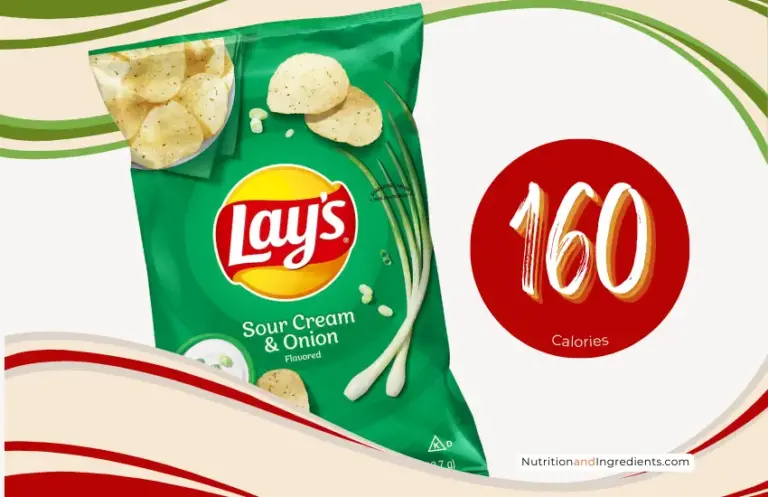 Bag of Lay's sour cream and onion flavored potato chips with text '160 calories'.