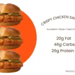 McCrispy chicken sandwich from McDonald's with text listing the nutrition facts.