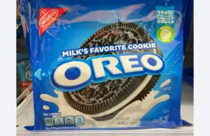 Front of unopened package of OREO cookies.