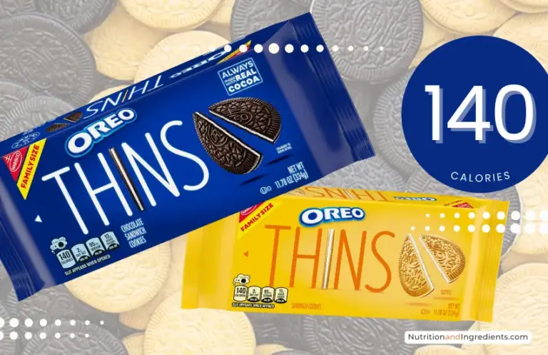 Packages of chocolate and golden OREO Thins cookies with text '140 calories'.