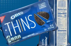 Package of OREO Thins and nutrition facts.