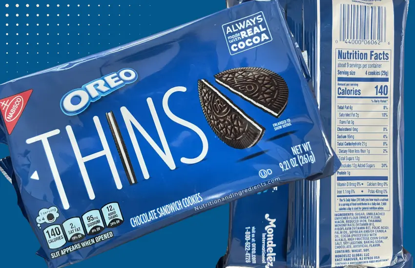 Package of OREO Thins and nutrition facts.