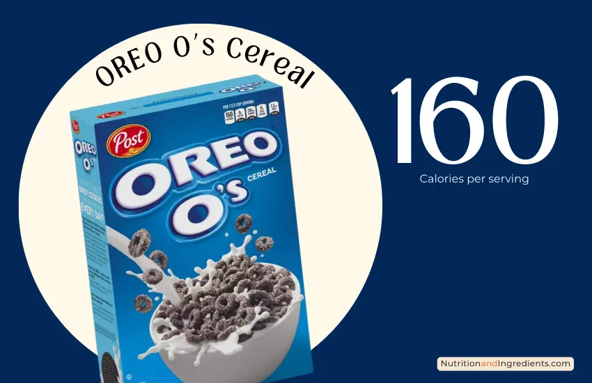 Box of OREO O's cereal with text '160 calories'.