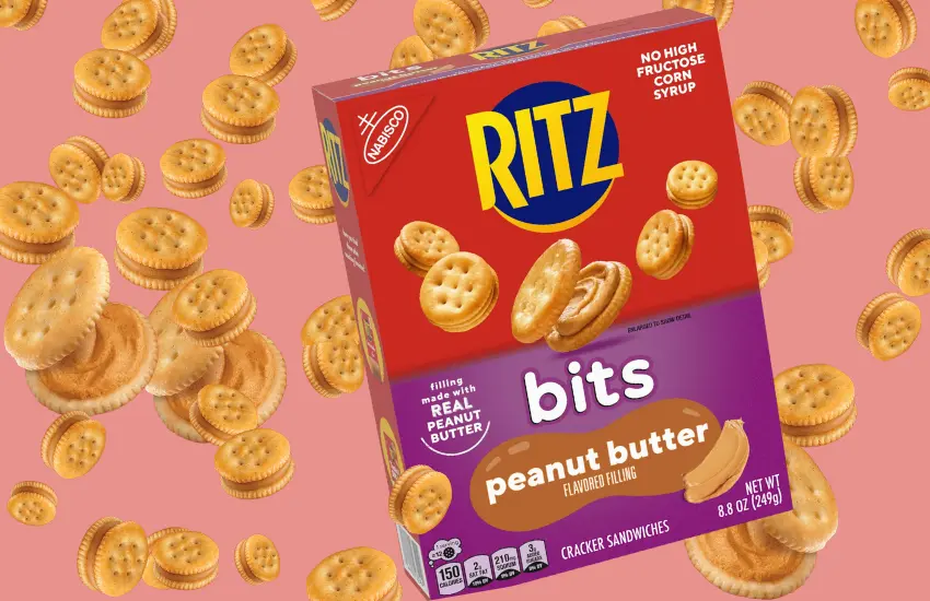 Box of Ritz Bits peanut butter flavored cracker sandwiches.