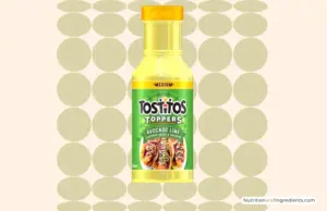 Tostitos Avocado Lime Sauce in front of unique design of circles.