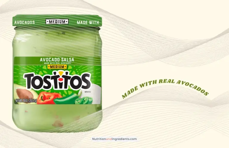 Jar of Tostitos avocado salsa with text 'made with real avocados'.