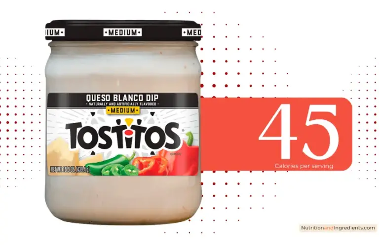 Jar of Tostitos brand queso blanco dip with text '45 calories'.