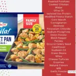 Package of frozen Birds Eye meal with chicken and potatoes and list of ingredients.