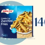 Birds Eye zucchini fries with text '140 calories.'