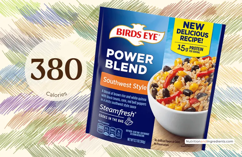 Bag of Birds Eye Power Blend Southwest Style frozen meal.