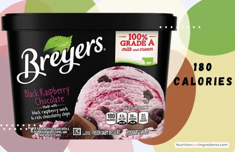 Container of black raspberry frozen dairy dessert with text '180 calories'.