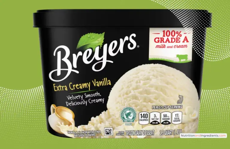 Container of Breyers Extra Creamy Vanilla dessert.