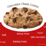 Chocolate chunk cookie from Chick-fil-a with text listing ingredients.