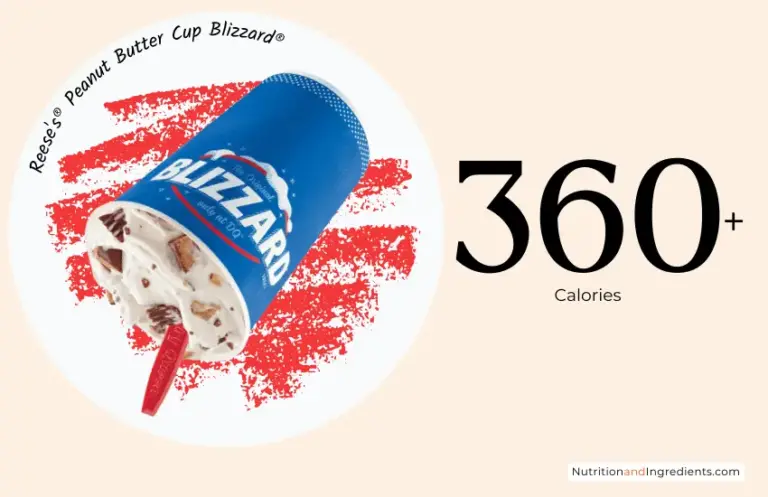 Dairy Queen Reese's Peanut Butter Cup Blizzard with text '360+ Calories'.