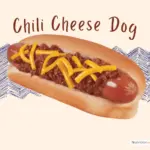 Hot dog topped with chili sauce and cheese from Dairy Queen.