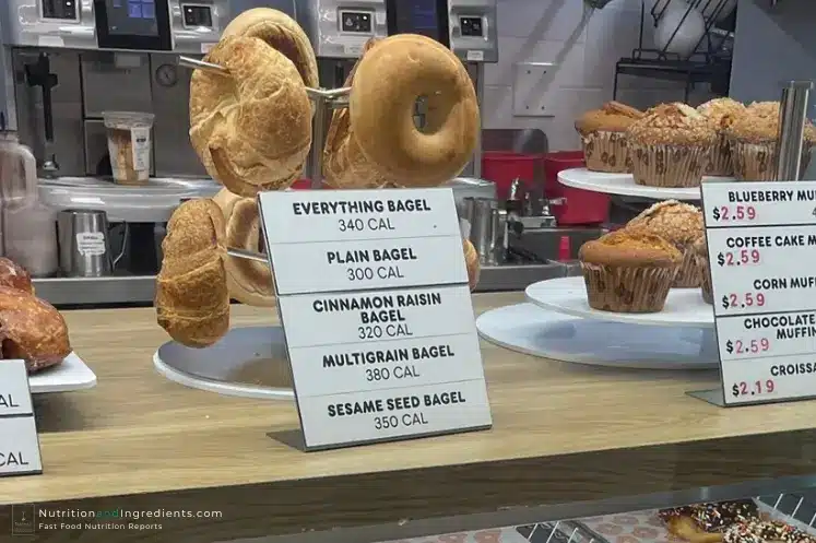 Display of baked goods at Dunkin' Donuts.