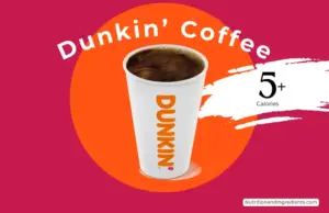 Cup of coffee from Dunkin' with text '5+ calories'.