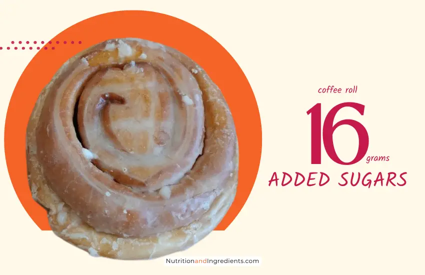 Dunkin Coffee Roll with text '16 grams added sugars'.