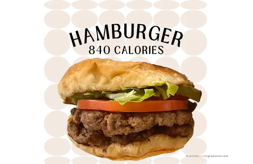 Hamburger from Five Guys with text '840 calories.'