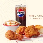 KFC fried chicken with sides and a drink.