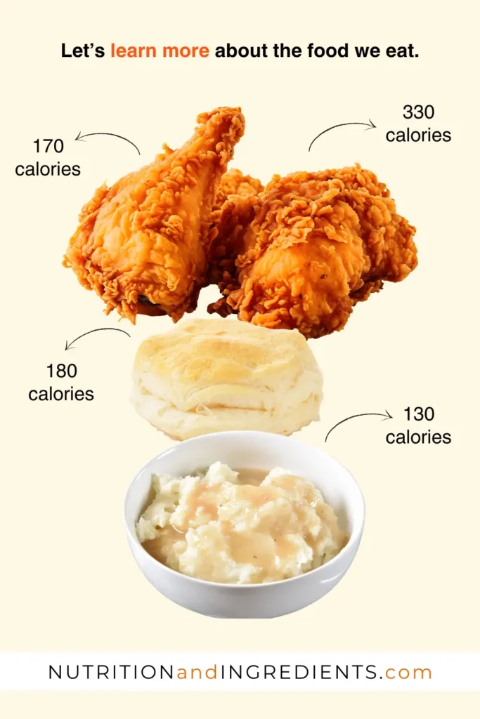 Chicken, biscuit, mashed potato as part of KFC combo meal.