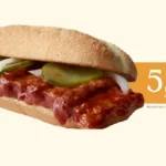 McDonald's McRib sandwich with text '520 calories.'