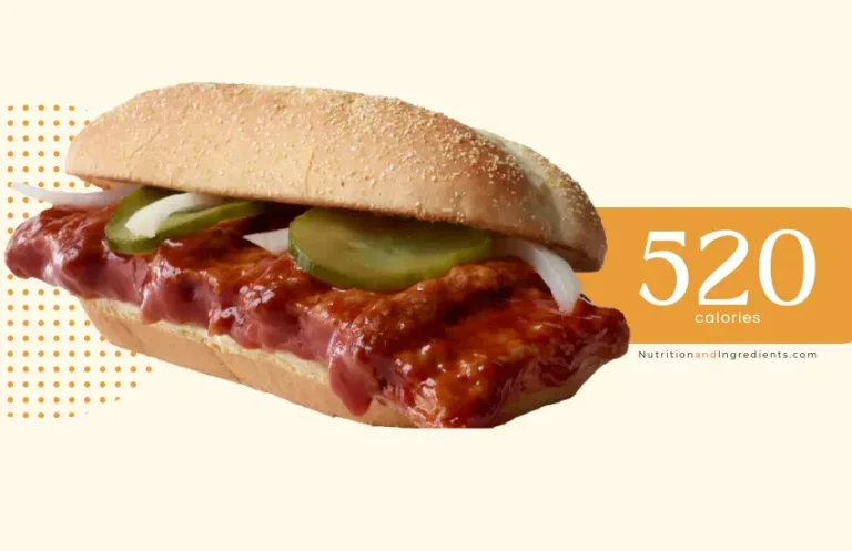 McDonald's McRib sandwich with text '520 calories.'