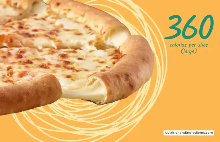 Papa John's stuffed crust cheese pizza with text '360 calories per slice'.