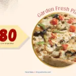 Papa John's Garden Fresh Pizza with text '280 calories per large slice'.