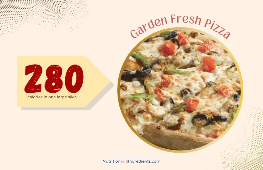 Papa John's Garden Fresh Pizza with text '280 calories per large slice'.