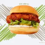 Chicken Shack sandwich from Shake Shack with text '550 calories'.