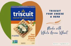 Box of Triscuit Four Cheese & Herb wheat crackers.