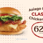 Grilled chicken sandwich with asiago ranch from Wendy's restaurant and text '490 calories'.