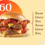 Baconator cheeseburger from Wendy's with text '960 calories'.