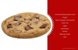 Wendy's chocolate chunk cookie and list of ingredients.