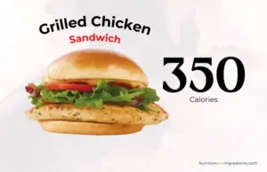 Grilled chicken sandwich from Wendy's with text '350 calories'.