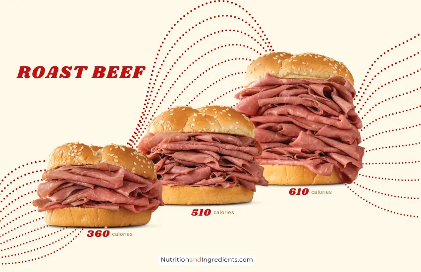 Three roast beef sandwiches from Arby's fast food restaurant.