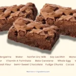 Three chocolate fudge brownies from Chick-fil-A and list of ingredients.