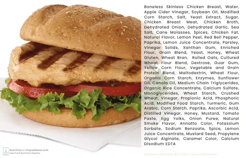 Chick-fil-A Grilled Chicken with text paragraph of ingredients in recipe.