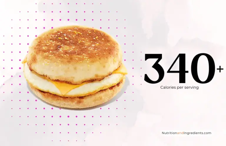 Breakfast sandwich with egg and cheese from Dunkin' and text '340+ calories per serving'.