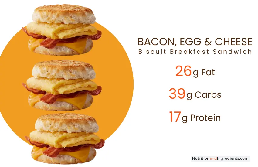 Three bacon, egg & cheese biscuit sandwiches from McDonald's.